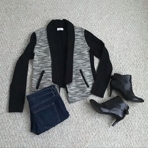 Lou & Grey Sm Tuxedo Style Open Tweed Blazer EUC